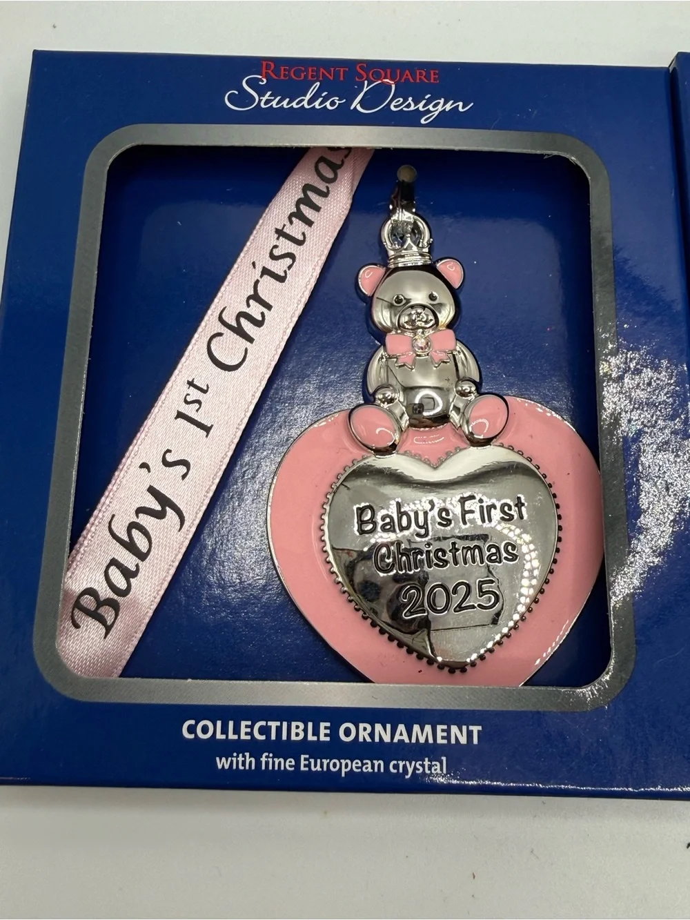 Regent square Baby's First Christmas 2025 Pink Heart Ornament & angel ornament